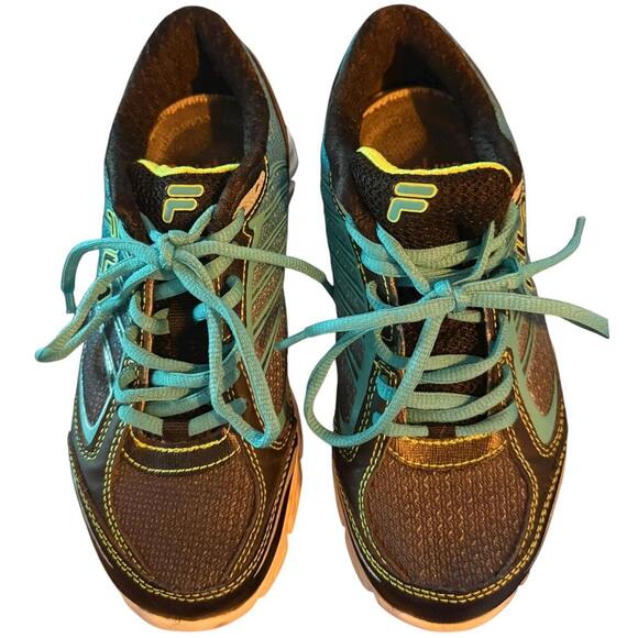 Fila DLS Foam CoolMax Running Shoes Teal Black Yellow Women’s Size 7 Sneakers - Picture 4 of 8